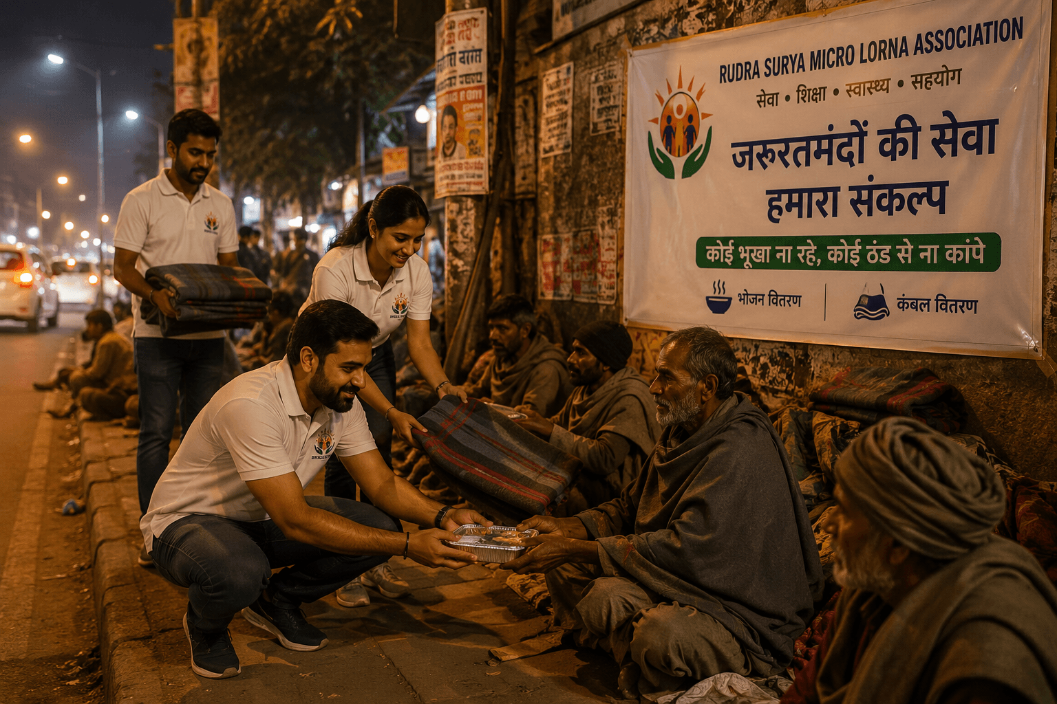 संस्था द्वारा जरूरतमंद लोगों को निःशुल्क भोजन वितरण